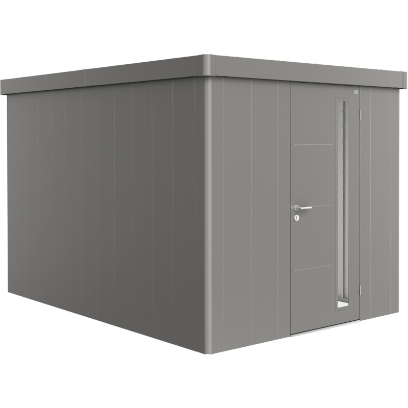Biohort Plechový zahradní domek Neo4B standardní dveře křem. šedá 236 x 348 cm