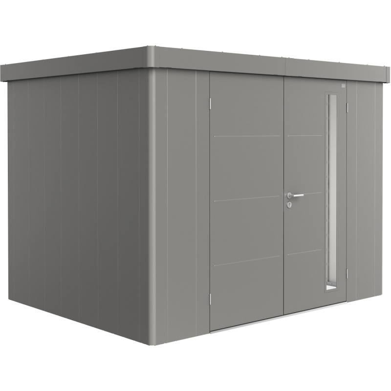 Biohort Plechový zahradní domek Neo2C dvoukřídlé dveře křem. šedá 292 x 236 cm