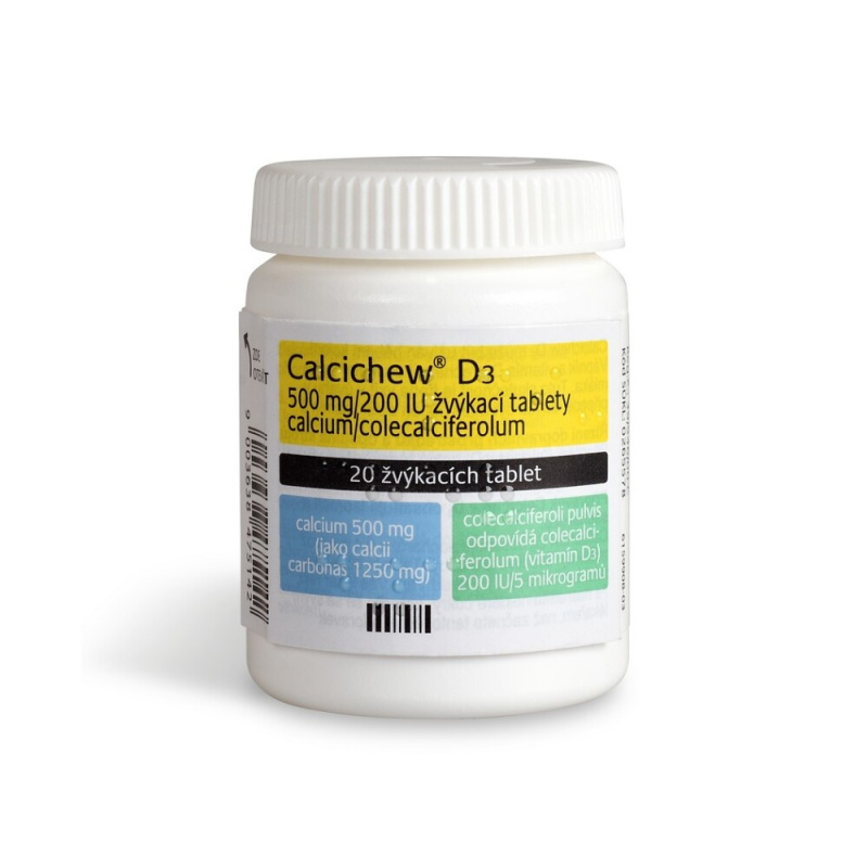 CALCICHEW® D3 500mg/200IU žvýkací tablety 20 kusů
