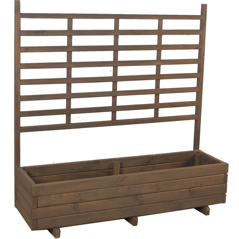 Gaspo Dřevěný truhlík Gmunden s treláží, šedá vintage, 136 x 37 x 136 cm