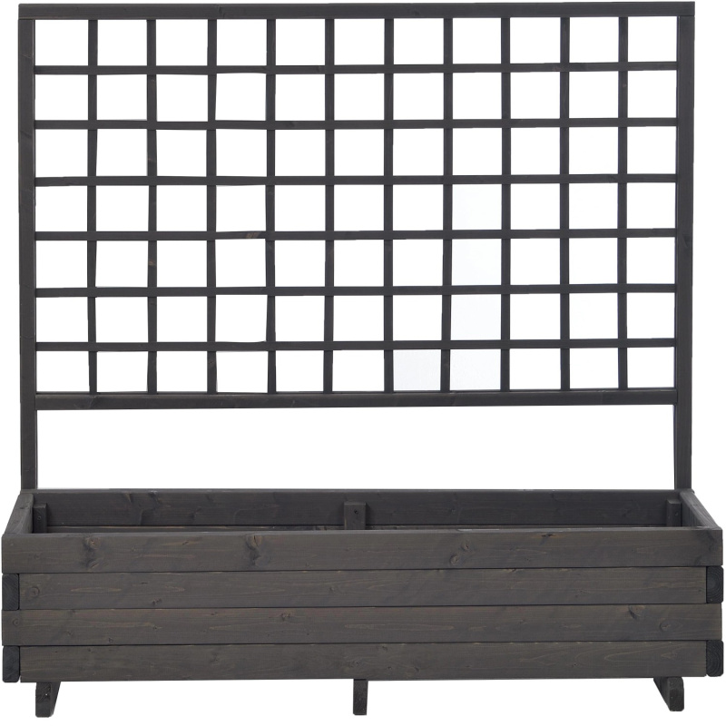 Gaspo Dřevěný truhlík Hellbrunn s treláží, šedá vintage, 136 x 37 x 140 cm