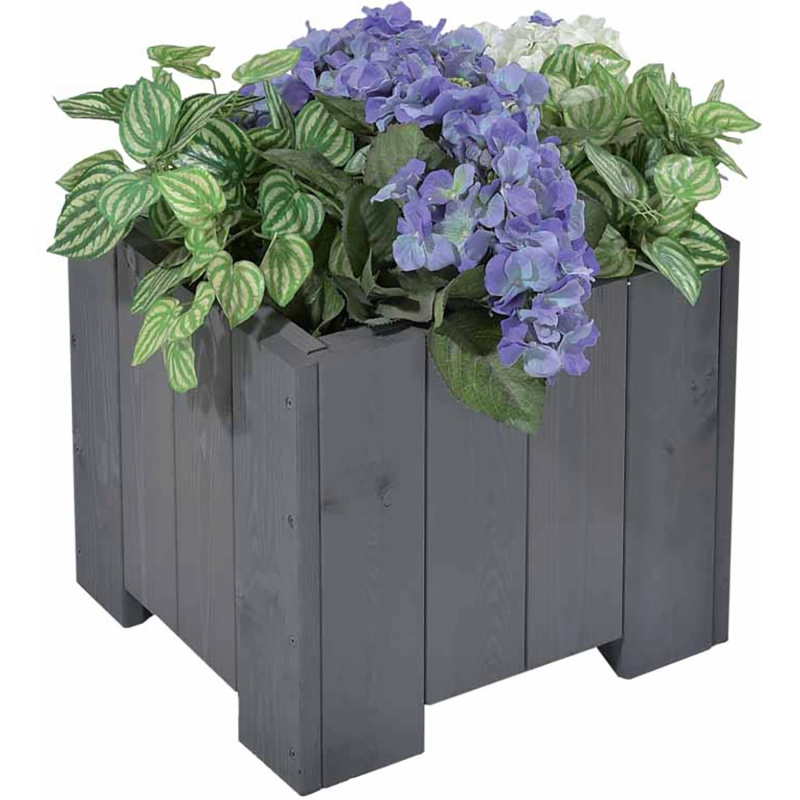 Gaspo Dřevěný truhlík Wels, šedá vintage, 40 x 40 x 35 cm