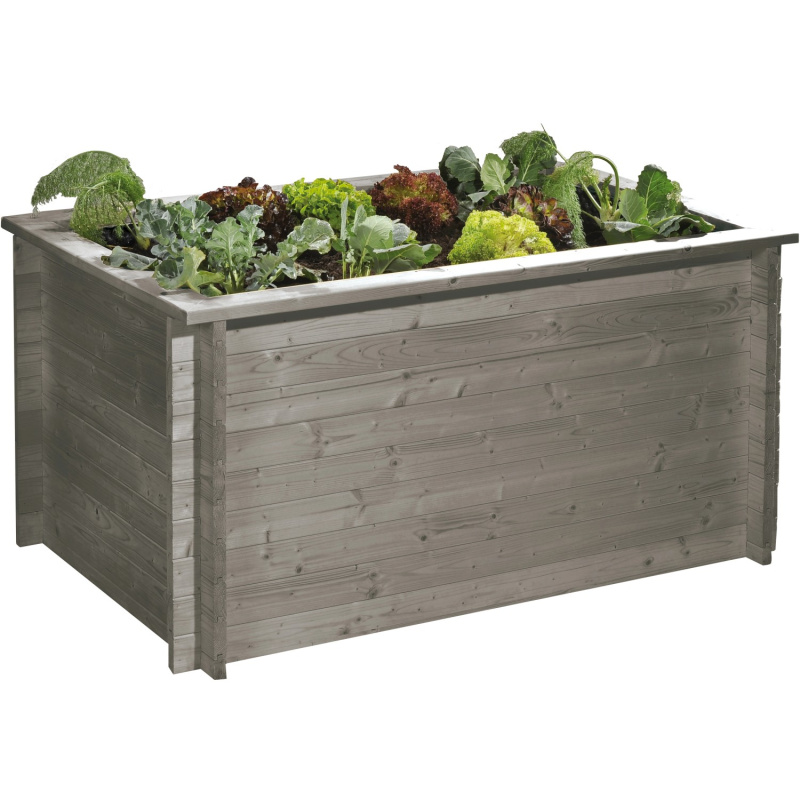 Gaspo Dřevěný vyvýšený záhon Classic, šedá vintage, 130 x 80 x 76 cm