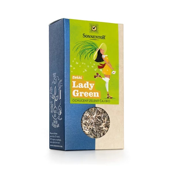 Sonnentor Svěží Lady Green bio, ochucený zelený čaj, 90 g syp.