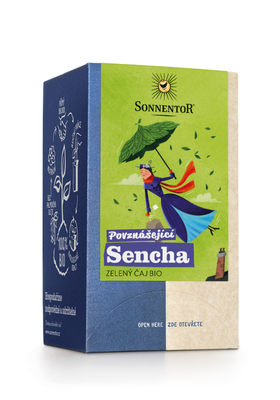 Sonnentor Povznášející Sencha bio, zelený čaj, 21,6 g, porc. dvoukomorový