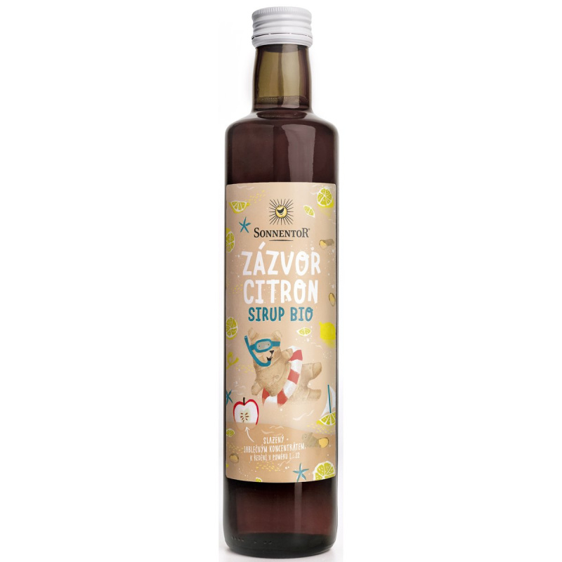 Sonnentor BIO sirup zázvor a citron sklo