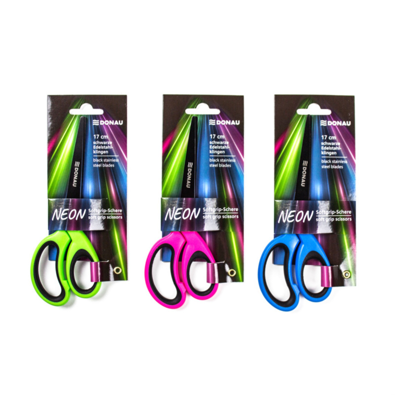 Nůžky Donau Neon Soft Grip - 17 cm, mix barev 249459