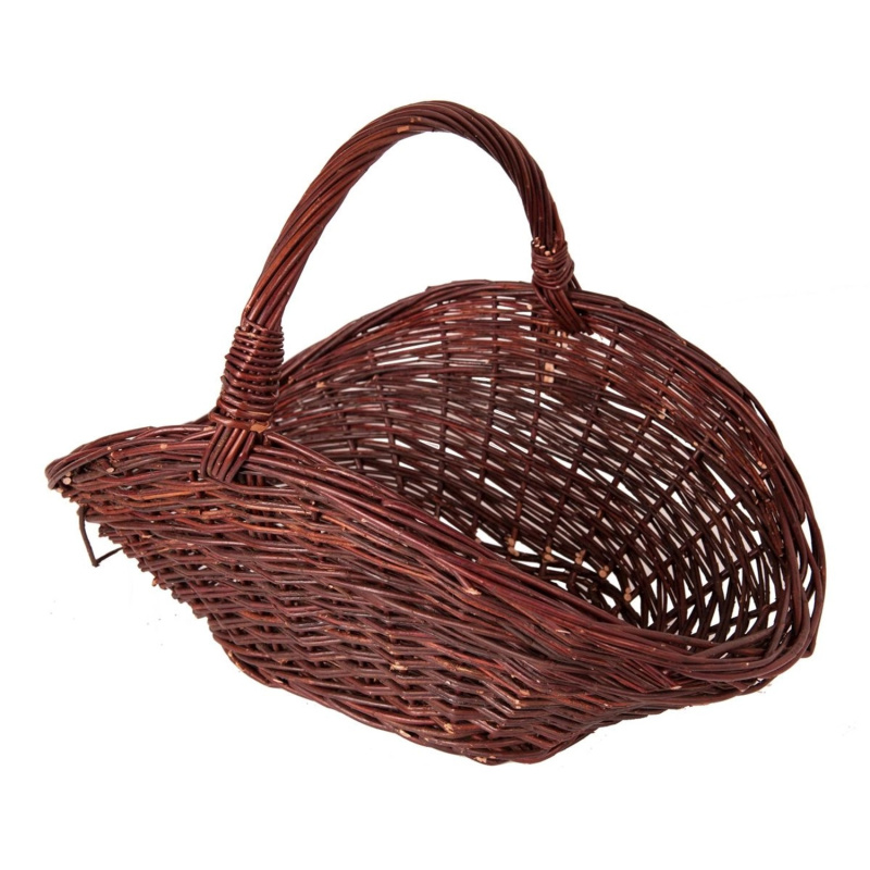 PARKANEX Proutěný koš na dřevo oválný - tmavý