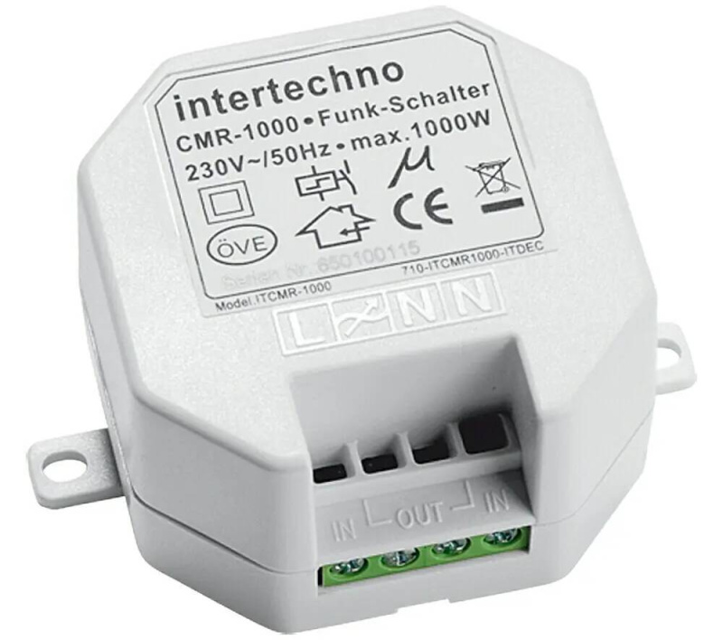 Spínač Intertechno YWT-8500 + CMR-1000 Set / bezdrátový / vestavný / dosah 35 m / 1000 W / stříbrná/bílá Varianta: ivi1
