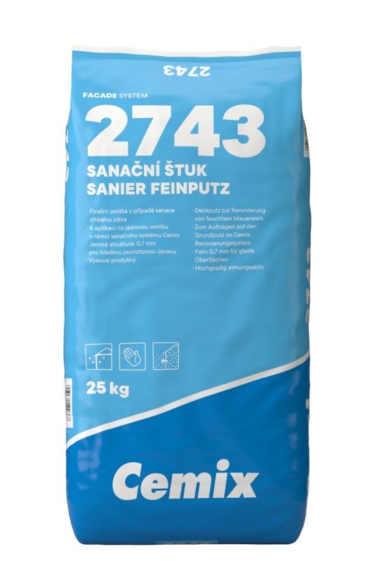 Omítka sanační štuková Cemix 2743 25 kg