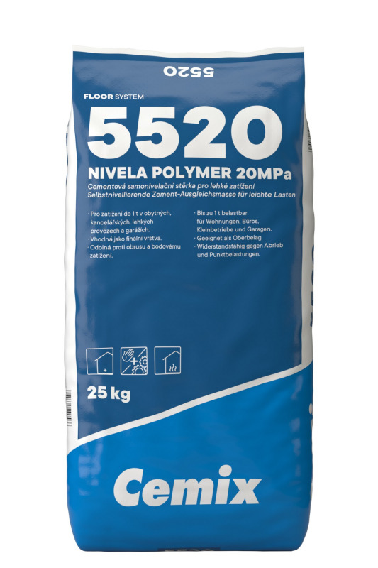 Stěrka samonivelační 20 MPa Cemix 5520 Nivela Polymer 25 kg
