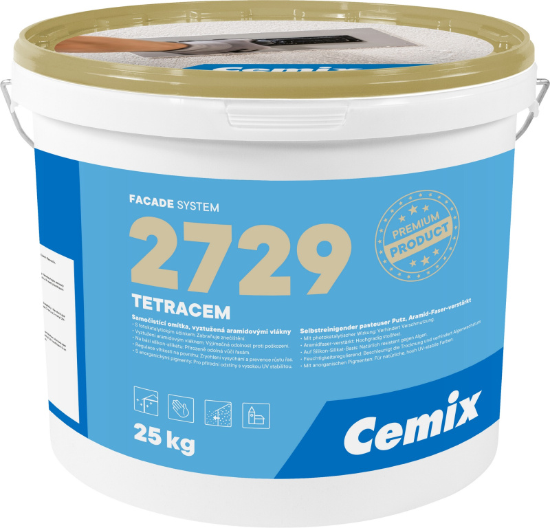 Omítka silikonsilikátová Cemix 2729 TETRACEM rýhovaná 1,5 mm 25 kg