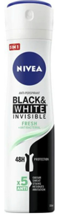 NIVEA Invisible Black & White Fresh antiperspirant ve spreji pro ženy 150 ml
