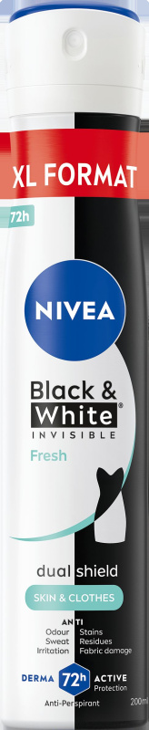 NIVEA Black & White Invisible Fresh + Antibacterial antiperspirant ve spreji pro ženy 200 ml