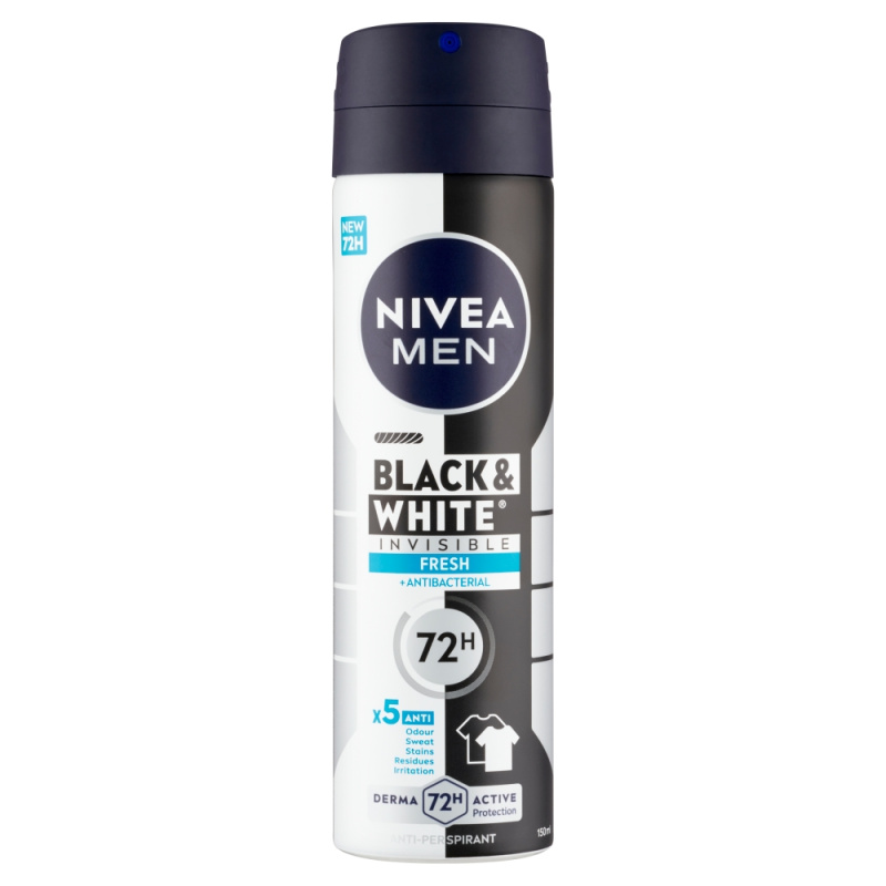 NIVEA MEN Invisible Black & White sprej antiperspirant pro muže Fresh 150 ml