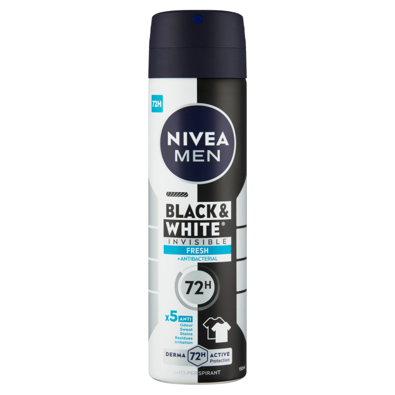 NIVEA MEN Invisible Black & White sprej antiperspirant pro muže Fresh 150 ml