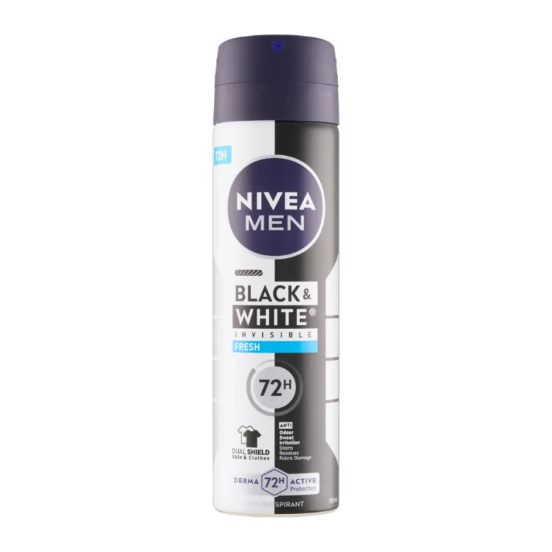 NIVEA MEN Invisible Black & White sprej antiperspirant pro muže Fresh 150 ml
