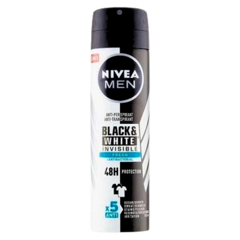 NIVEA MEN Invisible Black & White sprej antiperspirant pro muže Fresh 150 ml