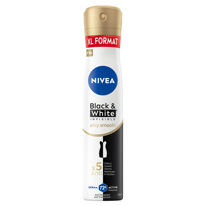 NIVEA Black & White Invisible Silky Smooth antiperspirant ve spreji pro ženy 200 ml