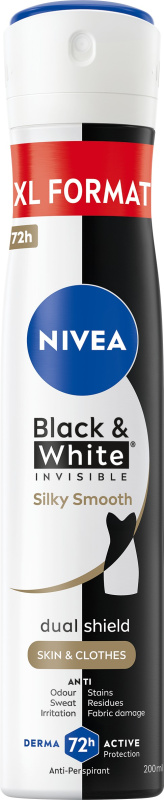 NIVEA Black & White Invisible Silky Smooth antiperspirant ve spreji pro ženy 200 ml