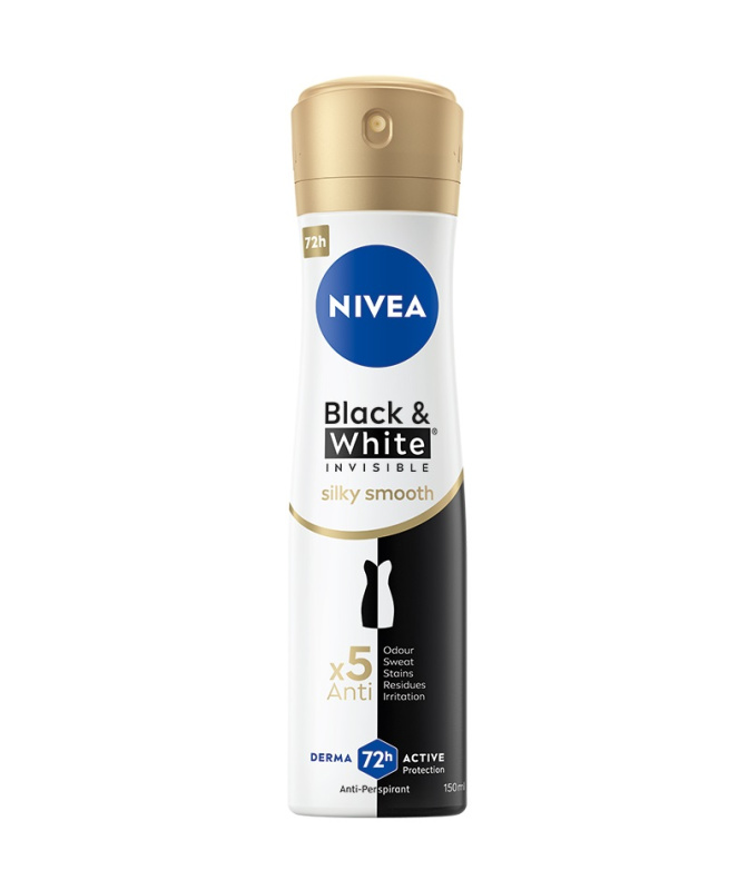 NIVEA Black & White Invisible Silky Smooth Sprej antiperspirant 150 ml