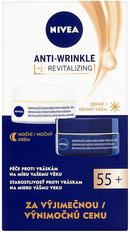 NIVEA Obnovující denní a noční krém proti vráskám 55+ 2x 50 ml