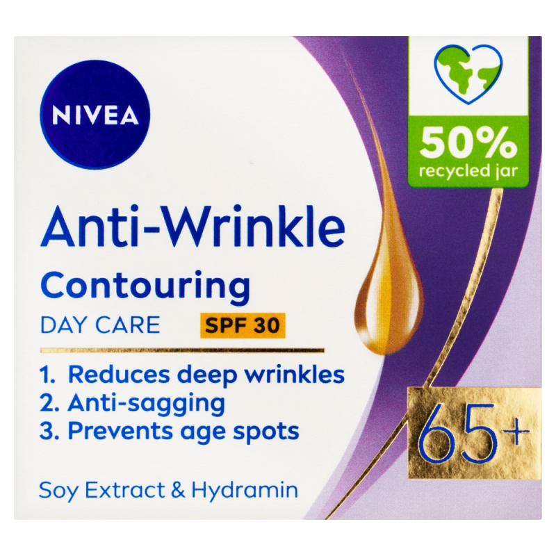 NIVEA Anti-Wrinkle Contouring denní krém zpevňující kontury obličeje SPF 30 65+ 50 ml
