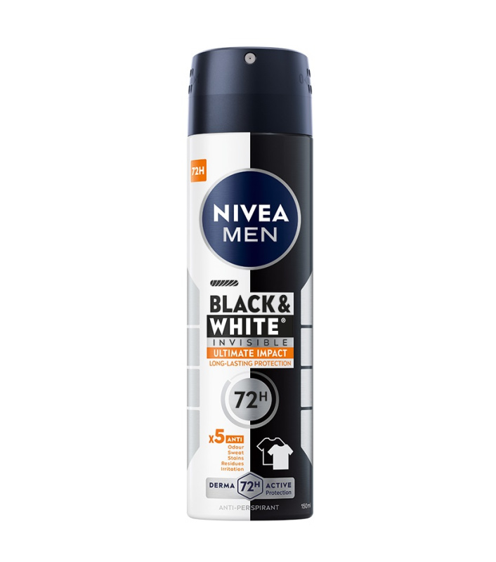 NIVEA Black&White Invisible Ultimate Impact Antiperspirant sprej pro muže 150 ml