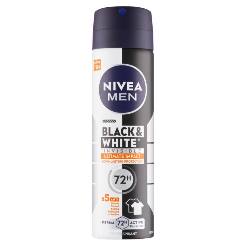 NIVEA Black&White Invisible Ultimate Impact Antiperspirant sprej pro muže 150 ml