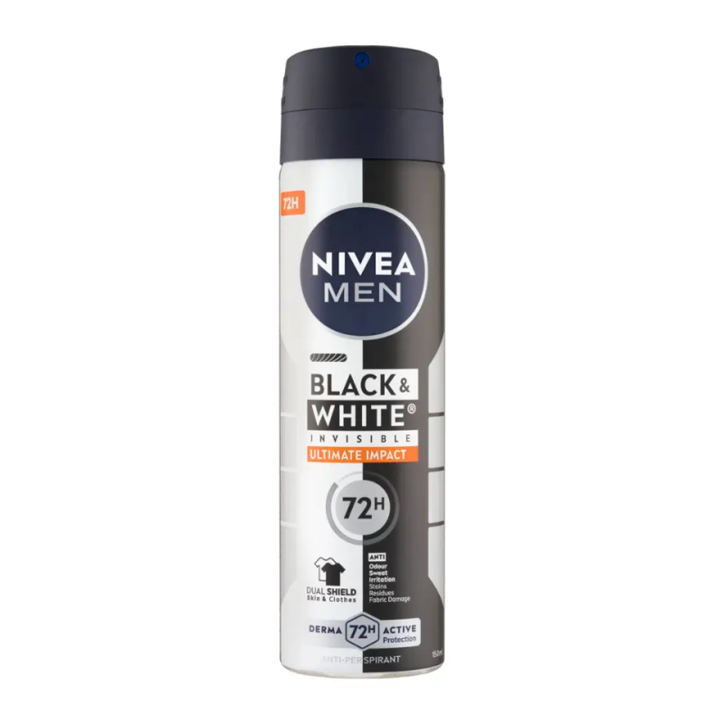 NIVEA Black&White Invisible Ultimate Impact Antiperspirant sprej pro muže 150 ml
