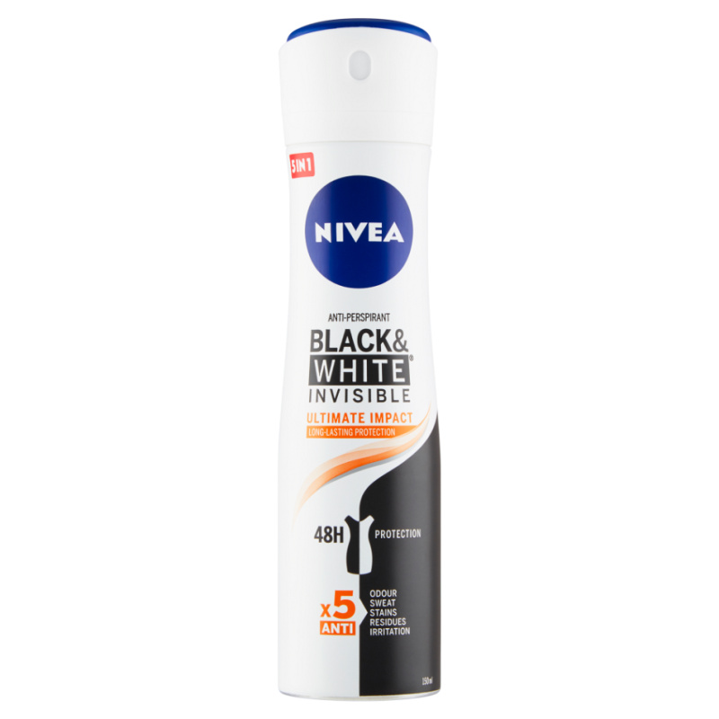 NIVEA Invisible Black & White Ultimate Impact antiperspirant ve spreji pro ženy 150 ml
