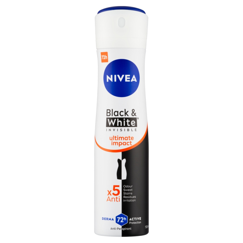 NIVEA Invisible Black & White Ultimate Impact antiperspirant ve spreji pro ženy 150 ml