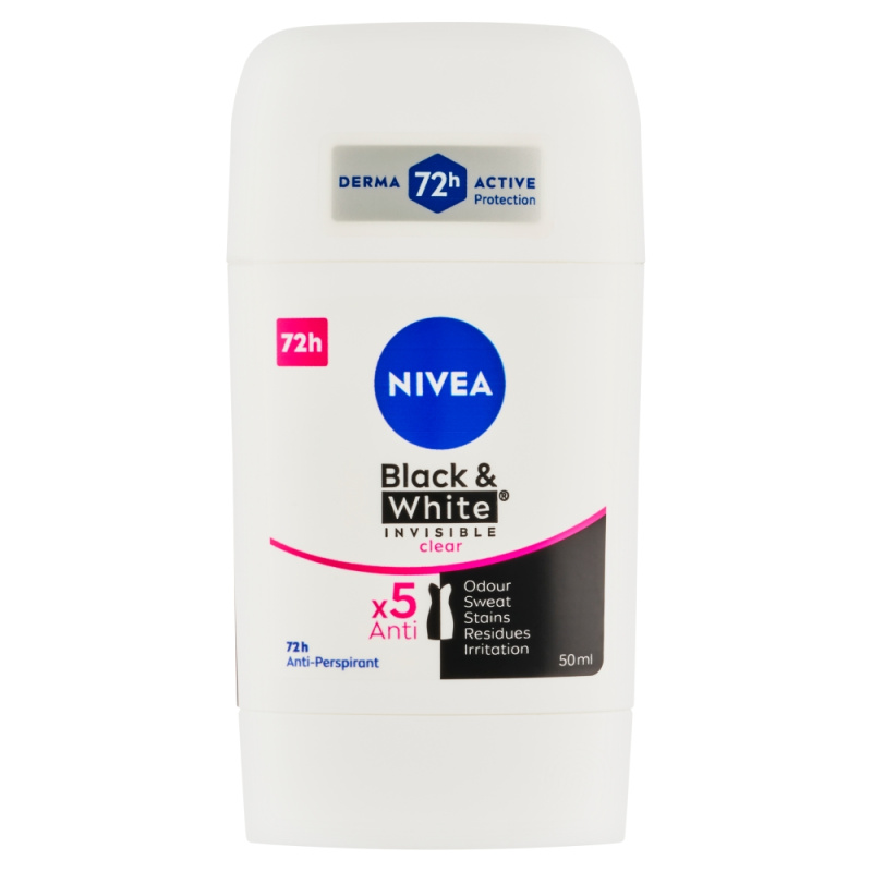 Nivea Black & White Invisible Clear tuhý antiperspirant 50 ml