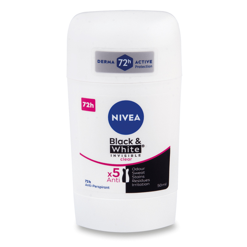 Nivea Black & White Invisible Clear tuhý antiperspirant 50 ml