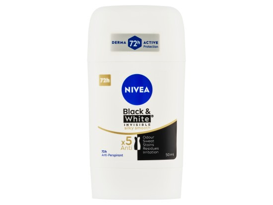 NIVEA Black & White Invisible Silky Smooth tuhý antiperspirant 50 ml