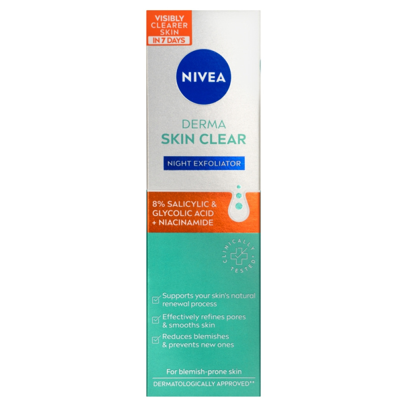 NIVEA Derma Skin Clear noční exfoliační pleťový peeling 40 ml