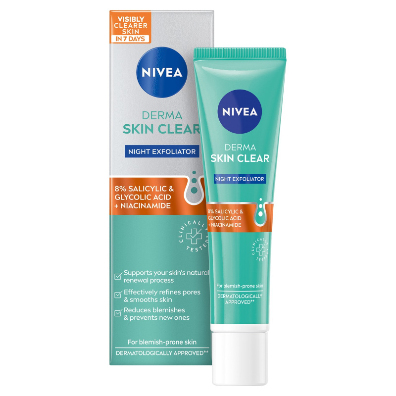 NIVEA Derma Skin Clear noční exfoliační pleťový peeling 40 ml