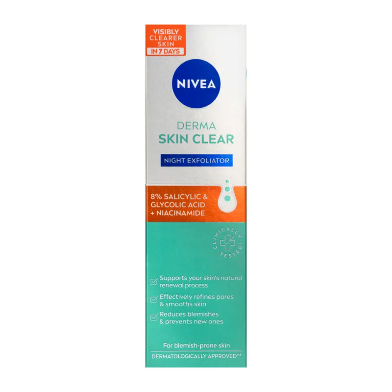NIVEA Derma Skin Clear noční exfoliační pleťový peeling 40 ml