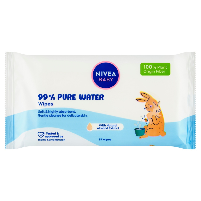 NIVEA BABY Pure Water osvěžující vlhčené ubrousky 57 ks
