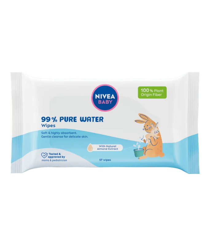 NIVEA BABY Pure Water osvěžující vlhčené ubrousky 57 ks