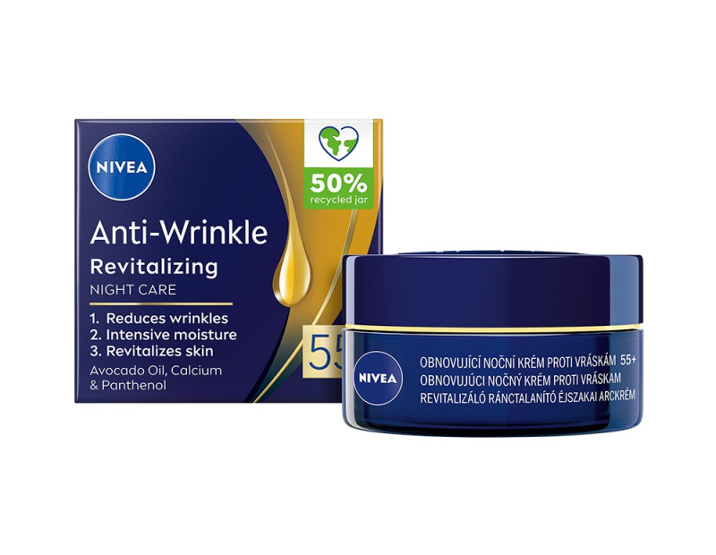 Nivea Revitalizing obnovující noční krém proti vráskám 55+ 50 ml