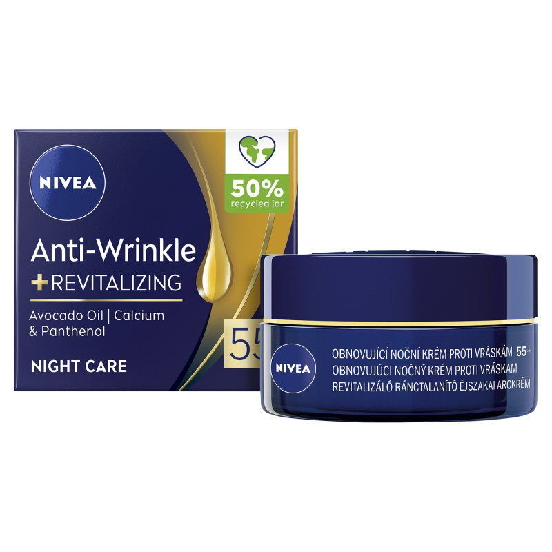 Nivea Revitalizing obnovující noční krém proti vráskám 55+ 50 ml