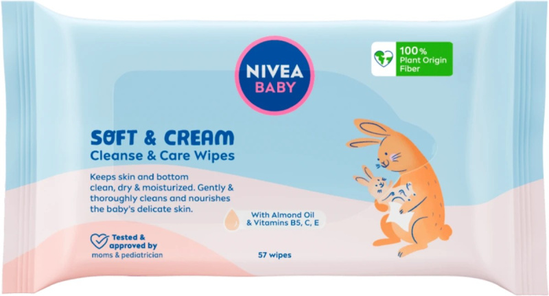 NIVEA BABY Soft & Cream čisticí ubrousky 57 ks
