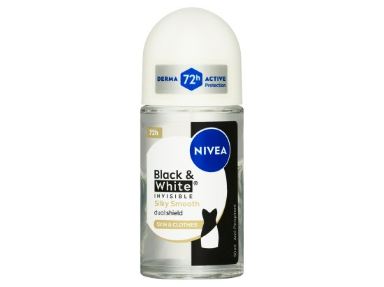 Nivea Invisible Black & White Silky Smooth kuličkový antiperspirant pro ženy 50 ml