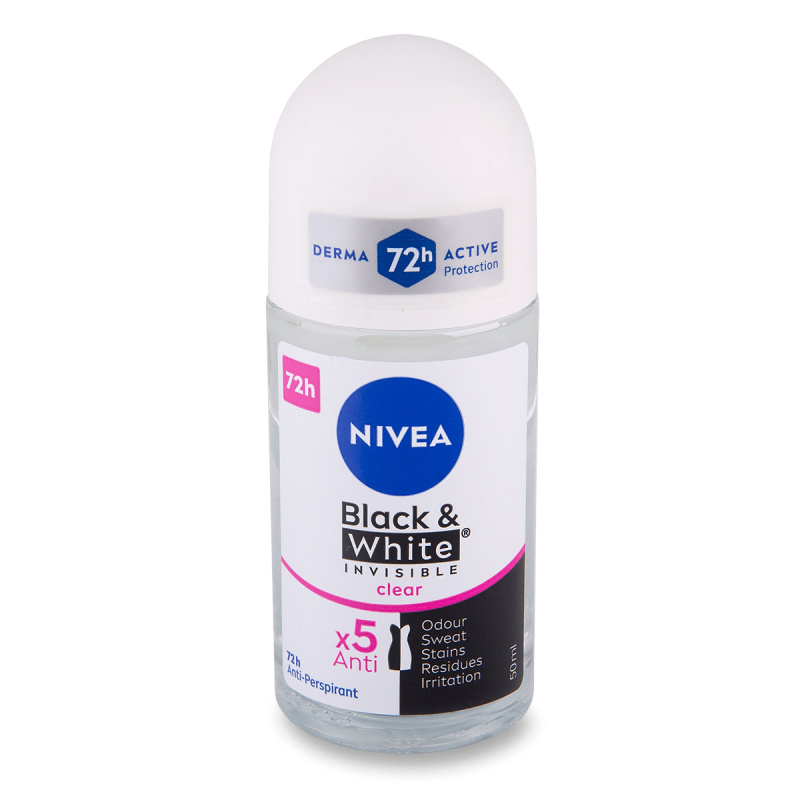Nivea Invisible Black & White Clear kuličkový antiperspirant pro ženy 50 ml