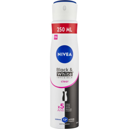 NIVEA Sprej Antiperspirant Black & White Invisible Clear 250 ml