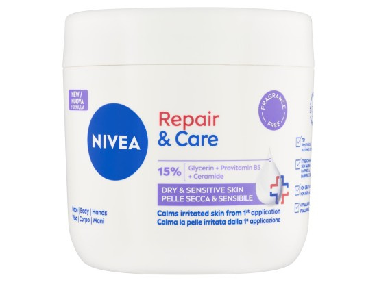 NIVEA Repair & Care Sensitive výživný regenerační krém pro suchou a citlivou pokožku 400 ml