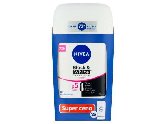 Nivea tuhý AP (2x50ml/bal) B&W Inv Clear