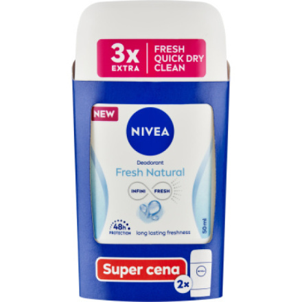 Nivea tuhý deo (2x50ml/bal) Fresh Natur