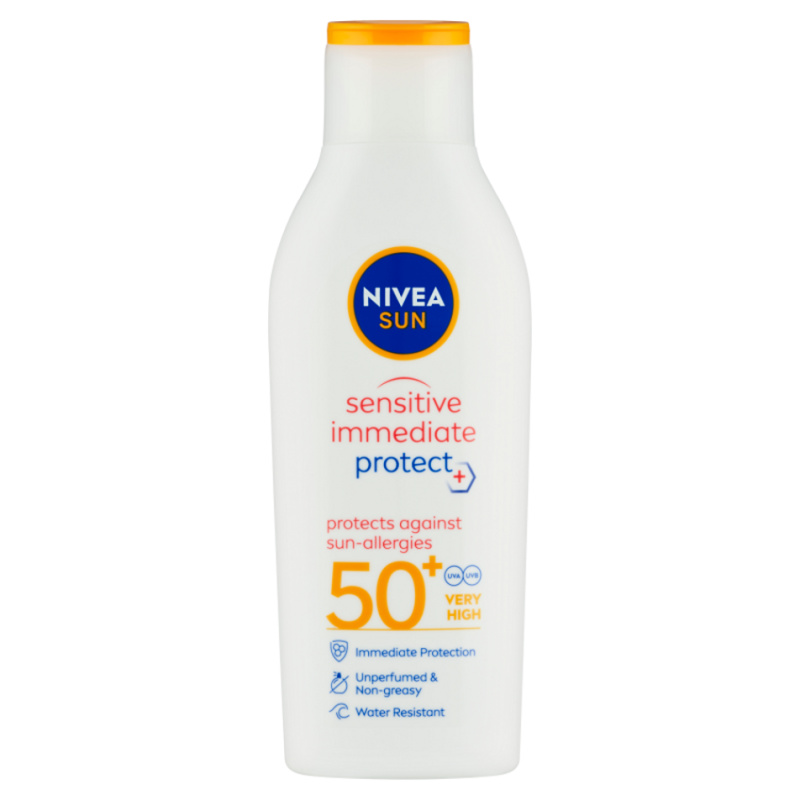 NIVEA SUN Sensitive Immediate mléko na opalování pro citlivou pokožku SPF 50+ 200 ml